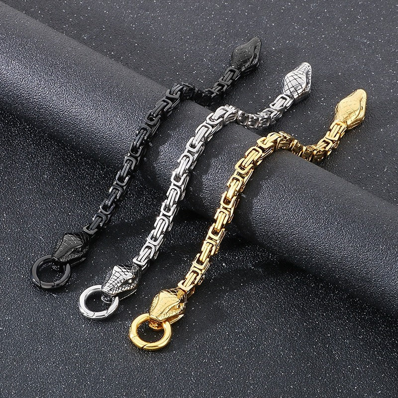 Kemstone Titanium Steel Double Snake Imperial Chain Bracelet for Men KB151148-Z