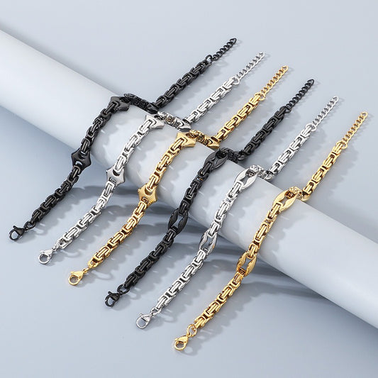 Kemstone Byzantine Chain Bracelet for Men – Titanium Steel Imperial Link KB209968-ZCG