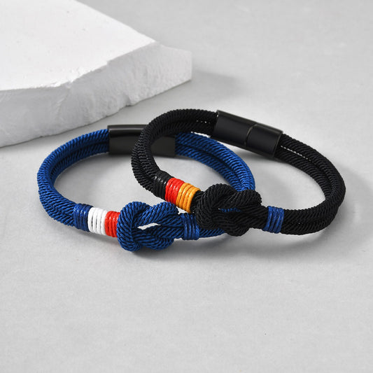 Kemstone Stainless Steel Magnetic Infinity Knot Rope Bracelet for Men & Women BL-818