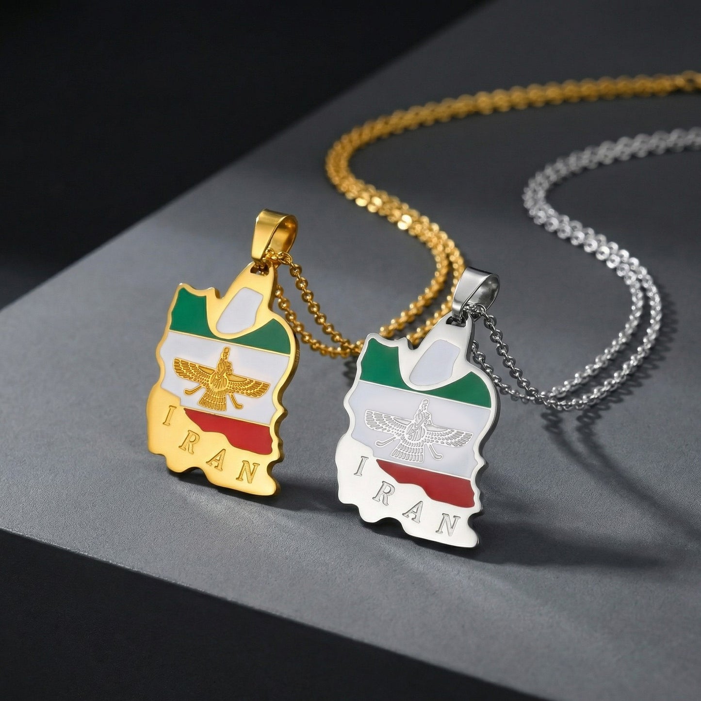 Kemstone Stainless Steel Iran Map Pendant Necklace for Men Women Gold Silver PN-2345 PN-2345