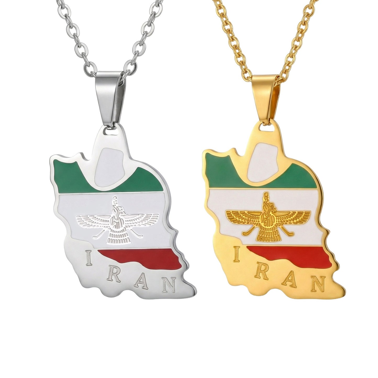 Kemstone Stainless Steel Iran Map Pendant Necklace for Men Women Gold Silver PN-2345 PN-2345