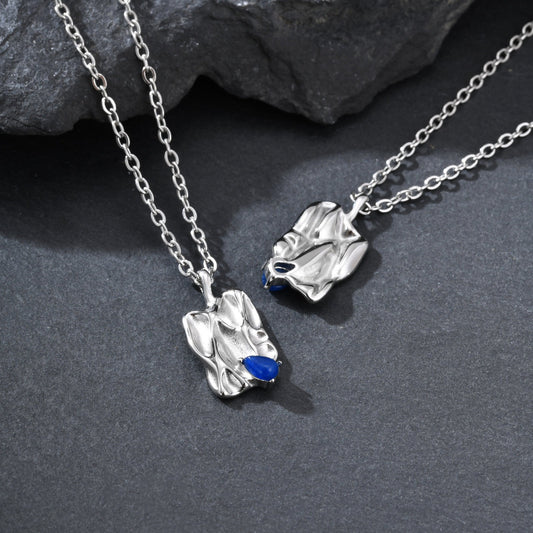 Kemstone Irregular Blue Inlay Stone Pendant Necklace for Men NC-2545