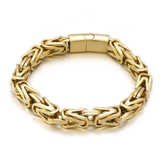 Kemstone Titanium Steel V-Link Chain Bracelet – Byzantine Hip Hop Style KB152638-KFC