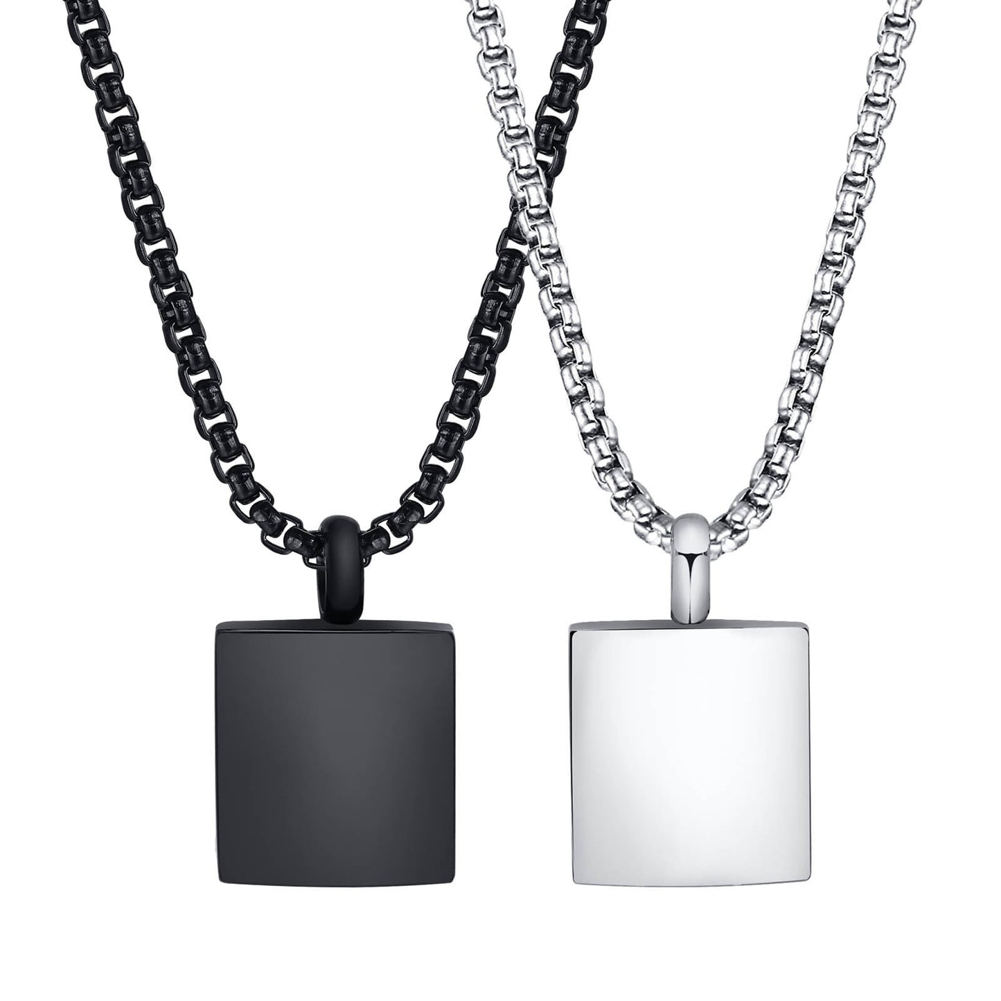Kemstone Square Keepsake Pendant Necklace for Men Women Stainless Steel Minimalist Locket PN-1871