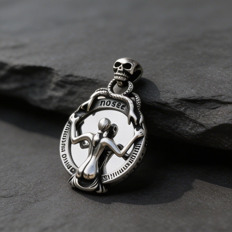 Kemstone Stainless Steel Dragonfly Winged Figure Pendant Necklace for Men Gothic K-PT668