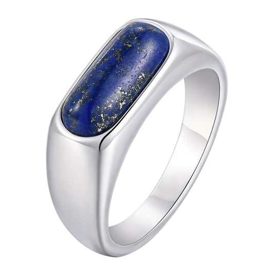 Kemstone Stainless Steel Lapis Lazuli Ring for Men – Oval RC-786