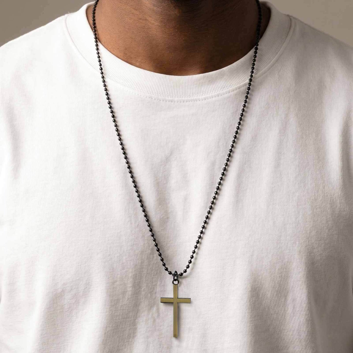 Kemston Cross Pendant Necklace for Men Alloy Long Chain Hip Hop Style NC-3028