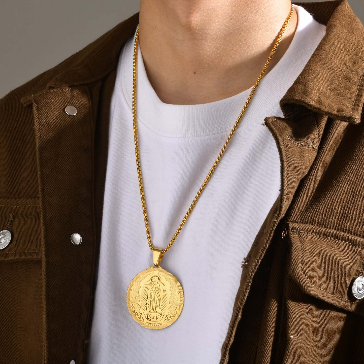 Kemstone Stainless Steel Medallion Necklace for Men Vintage Coin Pendant PN-777