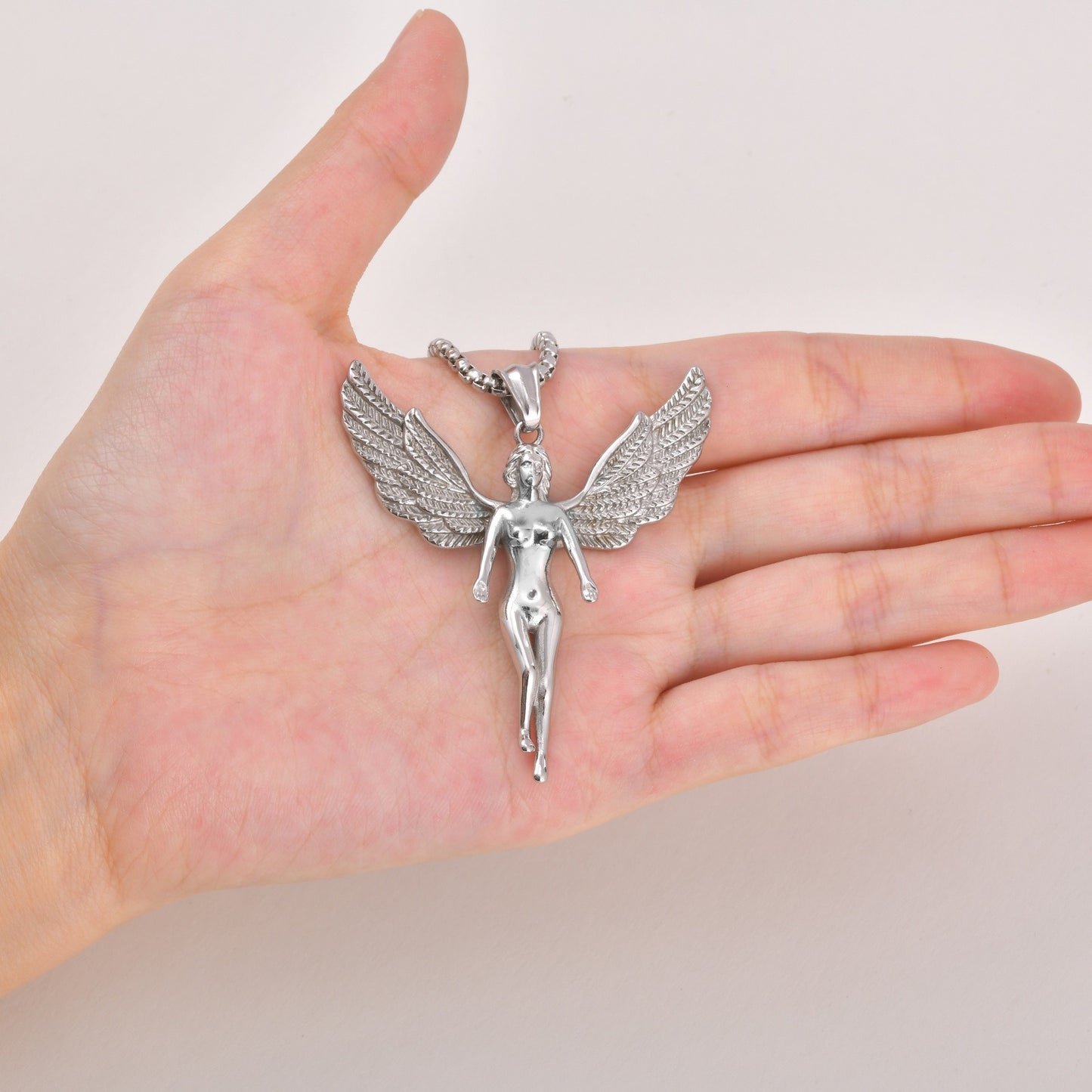 Kemstone Stainless Steel Winged Figure Necklace for Men Vintage Streetwear PN-2414