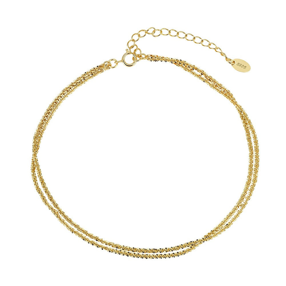 Kemstone 925 Sterling Silver Layered Anklet for Women Twisted Chain Gold Silver SA96