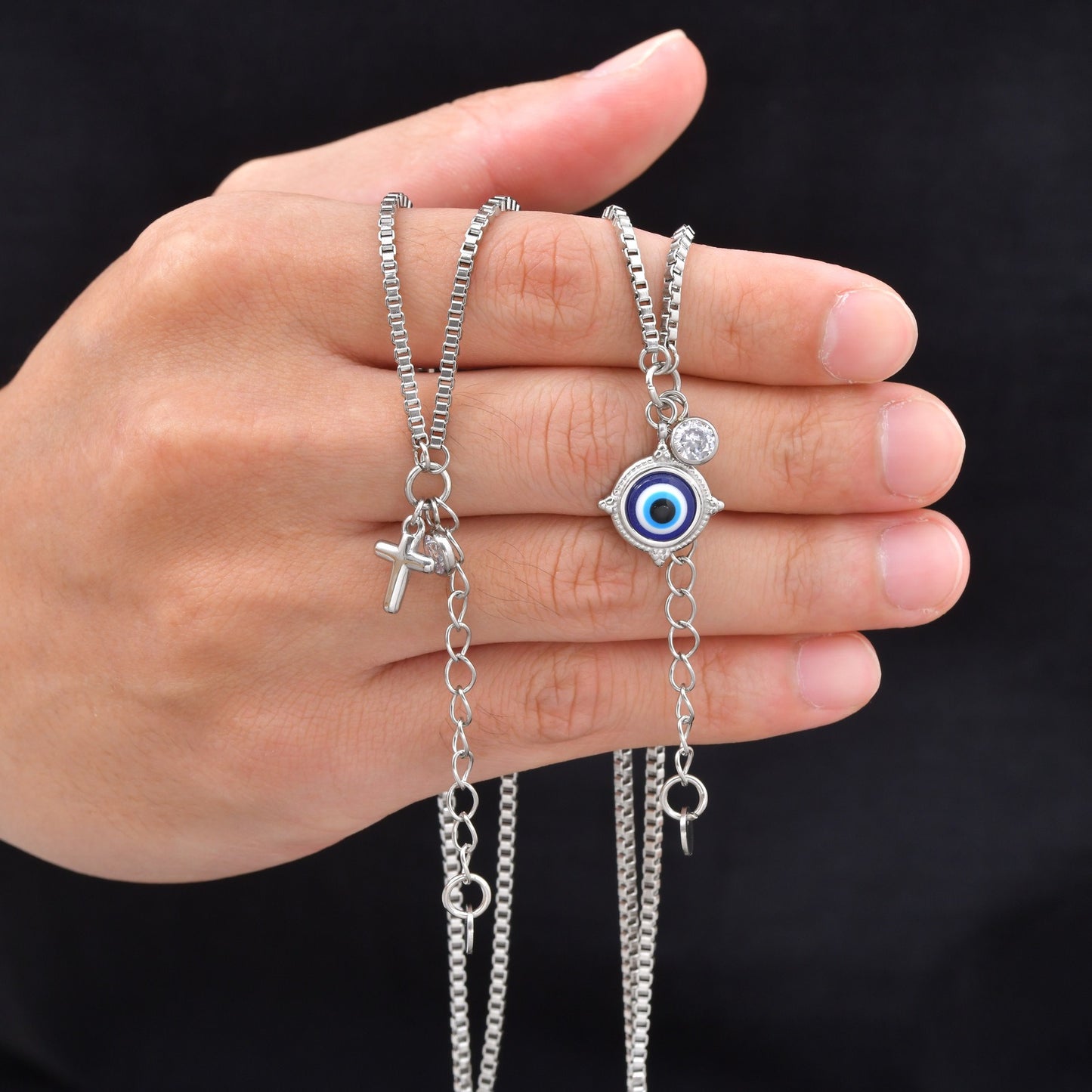 Kemstone Stainless Steel Double-Layer Box Chain Cross Bracelet for Men BR-2869