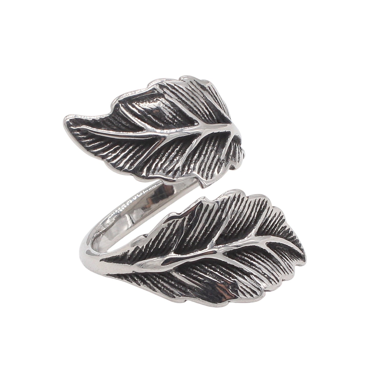 Kemstone Titanium Steel Leaf Wrap Ring for Men R1946