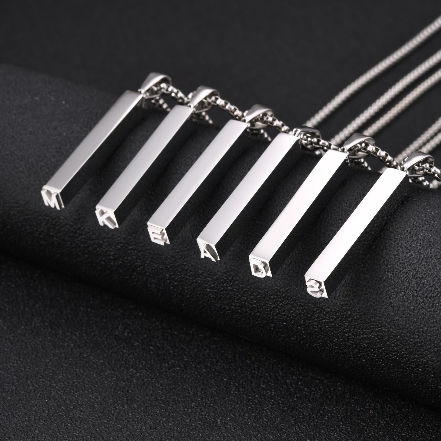 Kemston Letter Necklace for Men Stainless Steel Bar Pendant Minimalist Design PN-2380