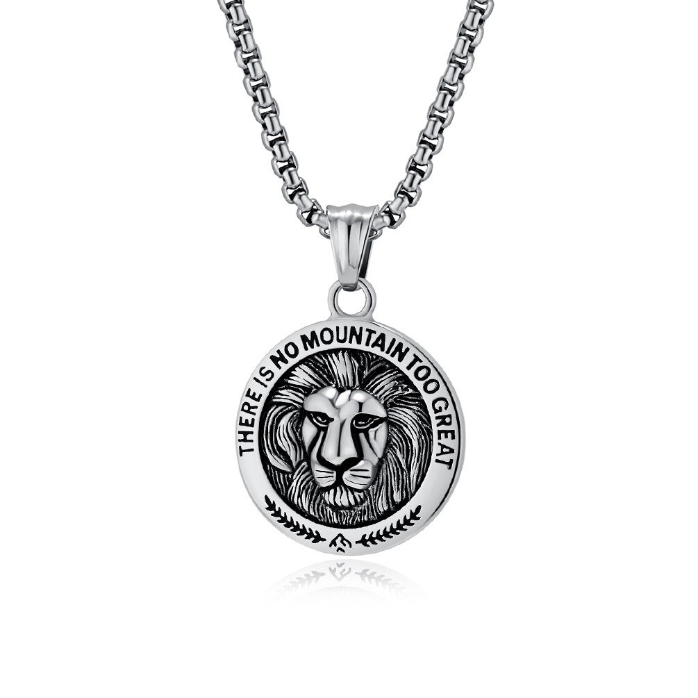 Kemstone Stainless Steel Lion Head Pendant Necklace for Men Vintage Medallion K-PT613