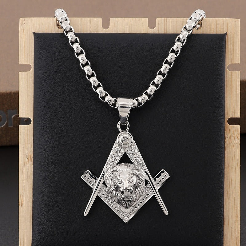 Kemstone Titanium Steel Lion Head Pendant Necklace – Gold-Plated Statement Design for Men KP130478-MZOZ