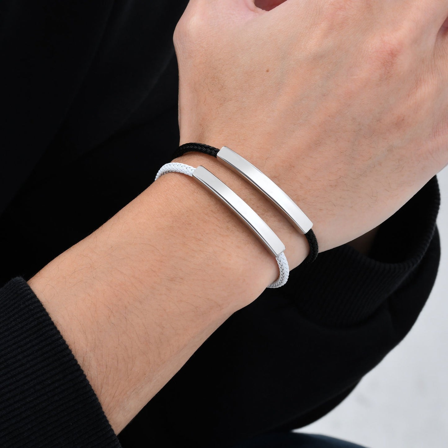 Kemstone Men’s Stainless Steel Bracelet – Adjustable Braided Rope Band BR2410