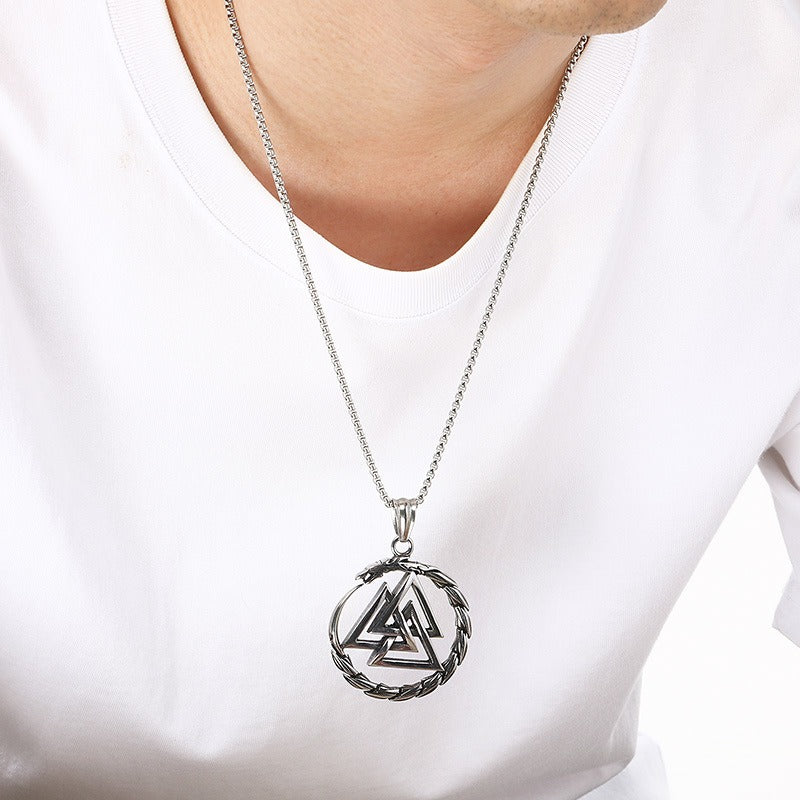 Kemstone Titanium Steel Viking Celtic Knot Pendant Necklace for Men KP117017-LU