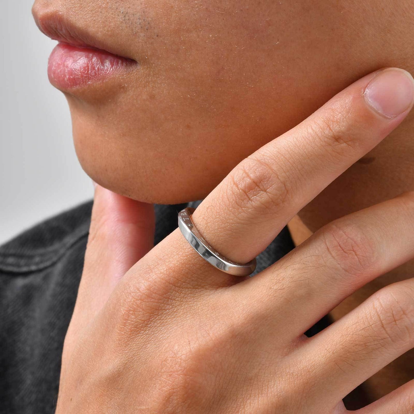 Kemstone Stainless Steel Viking Rune Mobius Ring for Men – Engraved Design RC-999