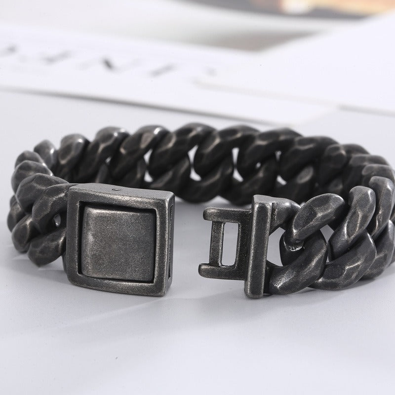 Kemstone Aged Black Cuban Link Bracelet for Men Titanium Steel KB161367-KJX