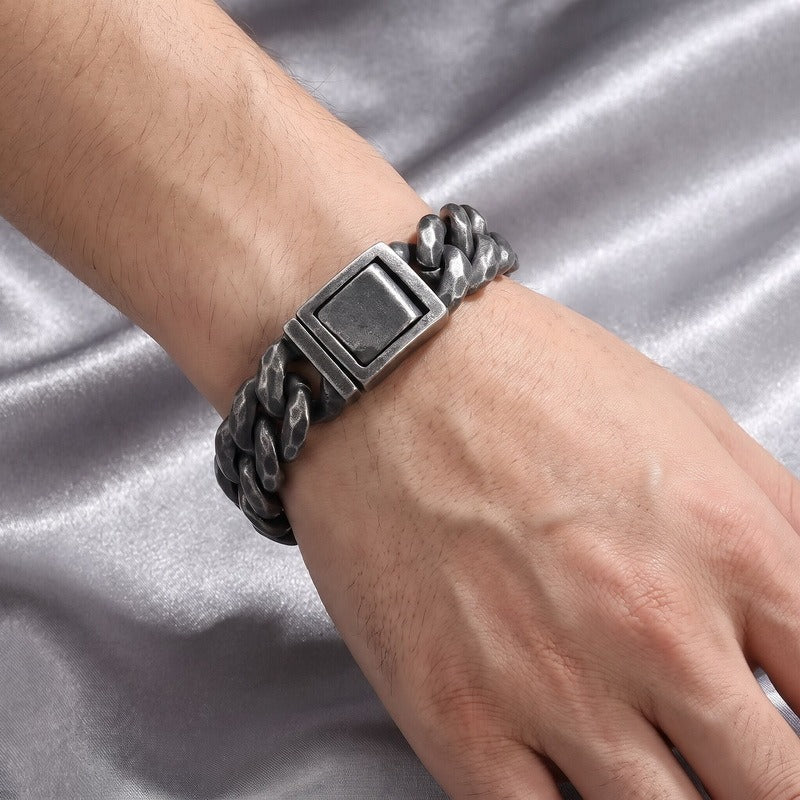 Kemstone Aged Black Cuban Link Bracelet for Men Titanium Steel KB161367-KJX
