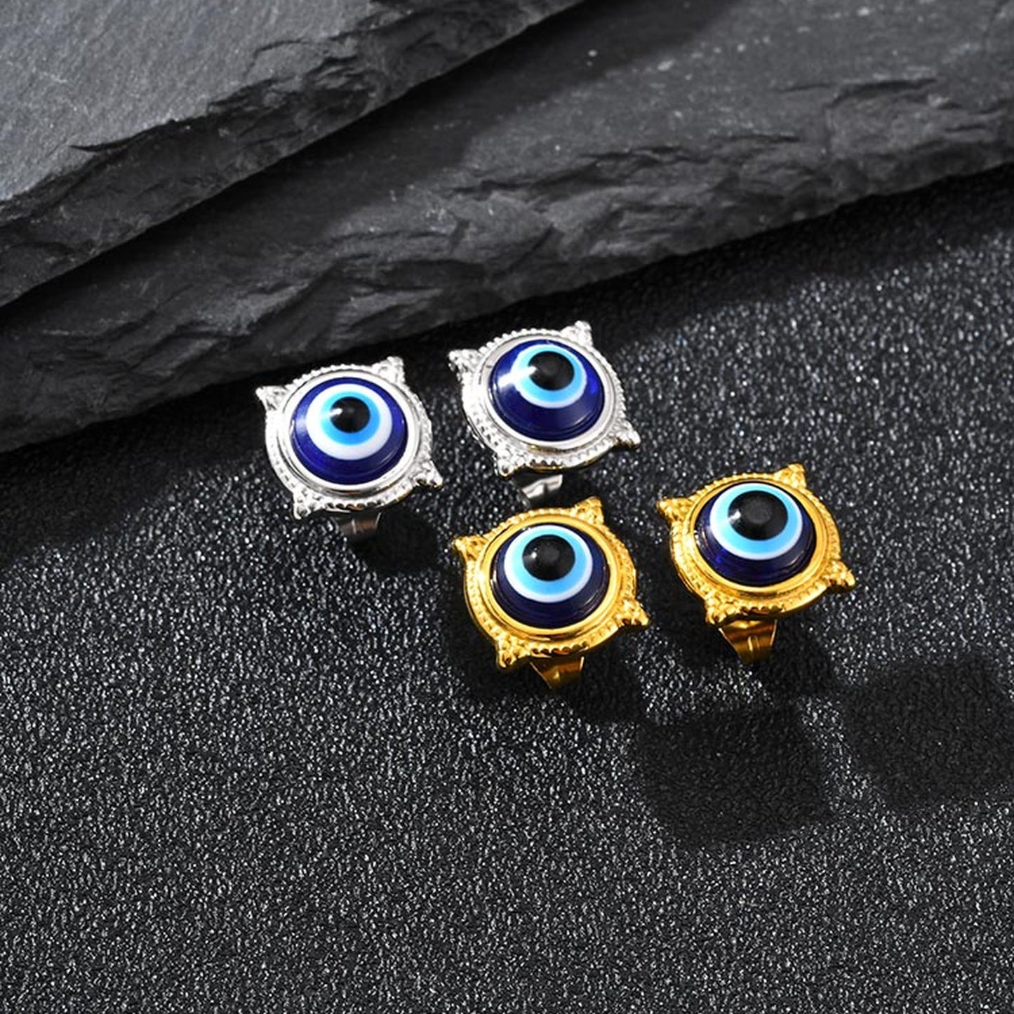 Kemstone Stainless Steel blue eye Stud Earrings for Men & Women ES-797