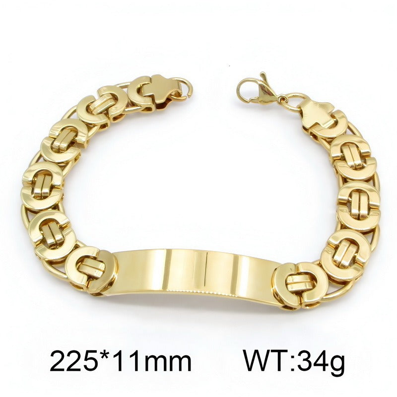 Kemstone Titanium Steel ID Bracelet for Men Curved Plate KB215057-JG