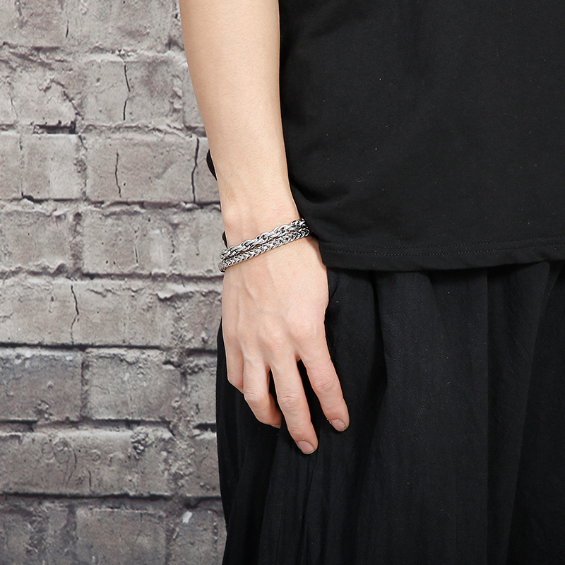 Kemstone Titanium Steel Double Layer Chain Bracelet for Men 220*8mm KB153089-KFC