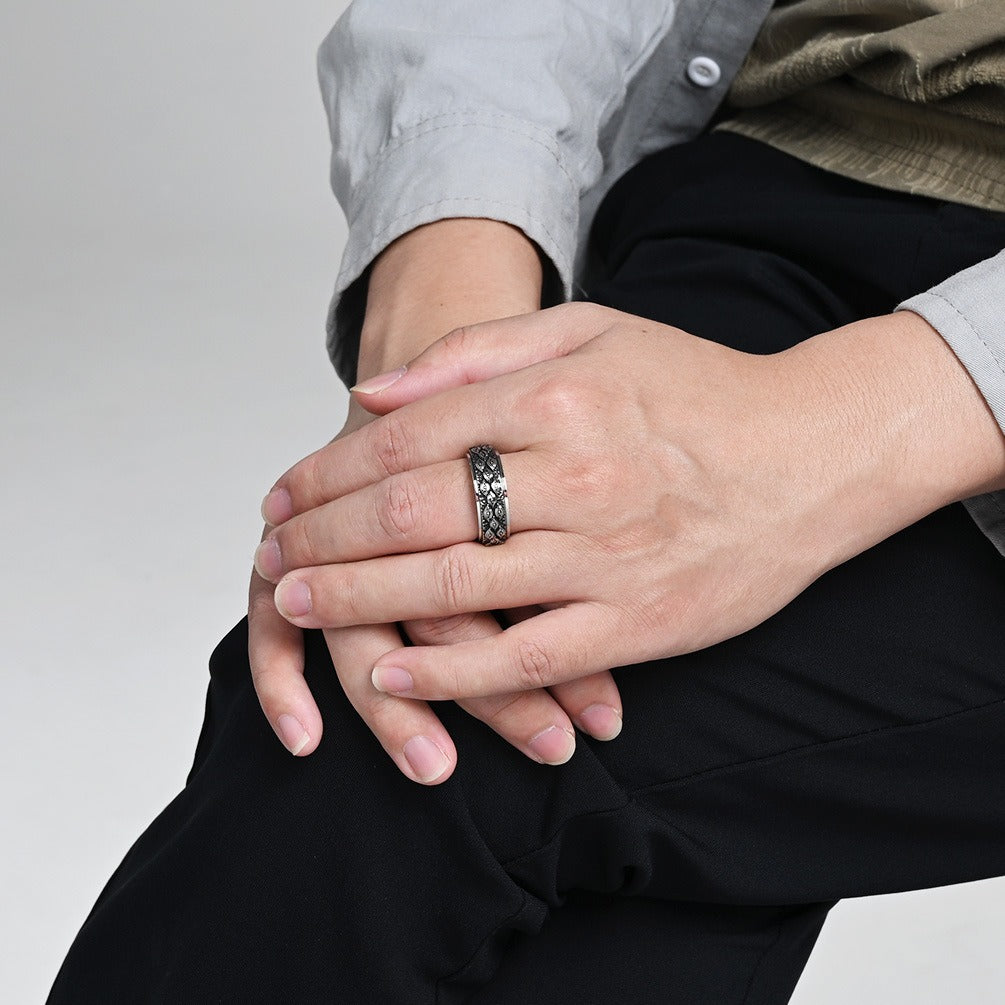 Kemstone Stainless Steel Evil Eye Spinner Ring for Men & Women – Vintage Style K-R1063