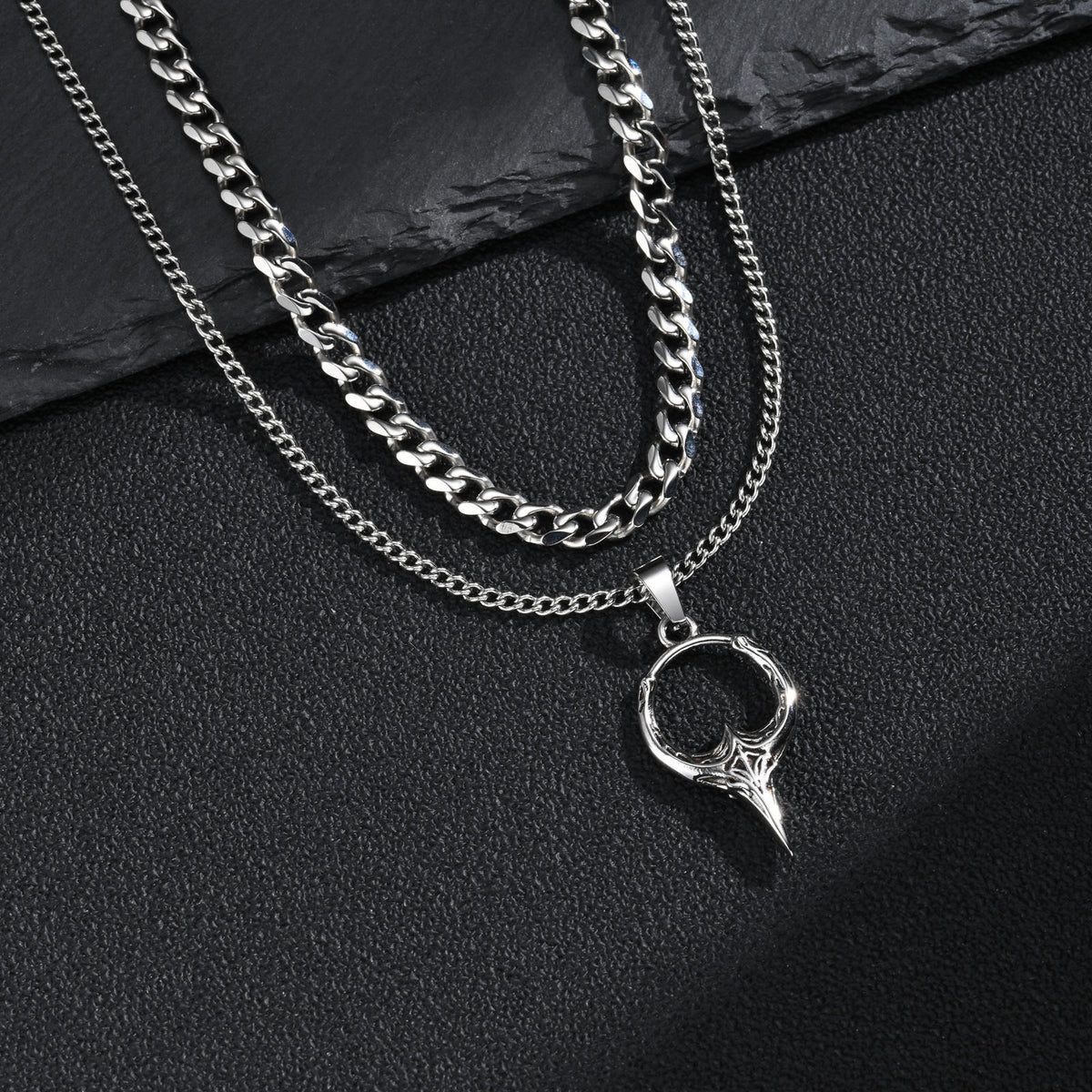 Kemstone Thorn Spike Pendant Necklace for Men Stainless Steel Gothic PN-2472