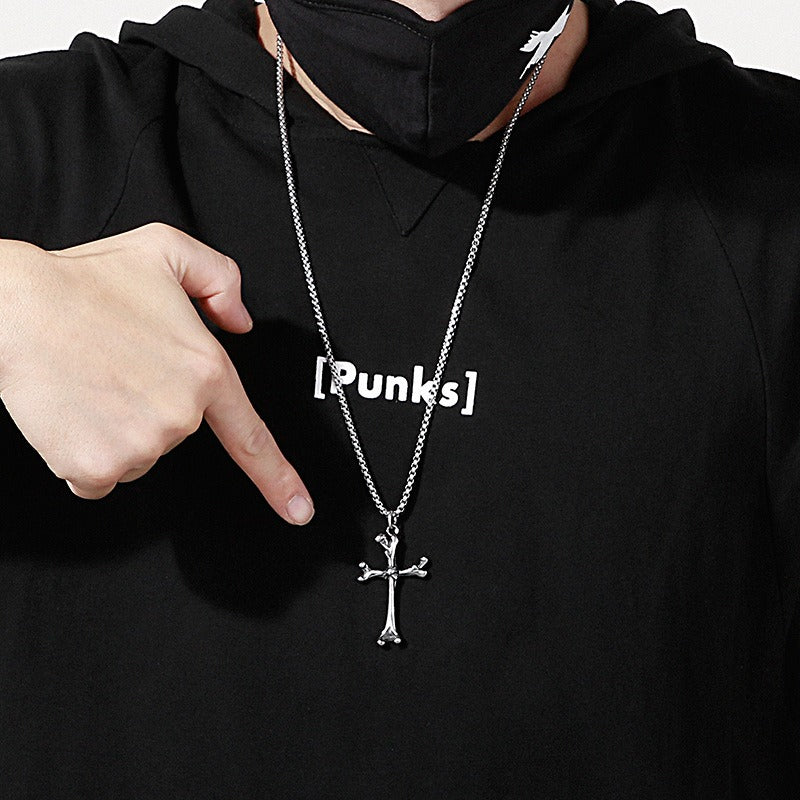 Kemstone Titanium Steel Bone Cross Necklace for Men Gothic KP97633