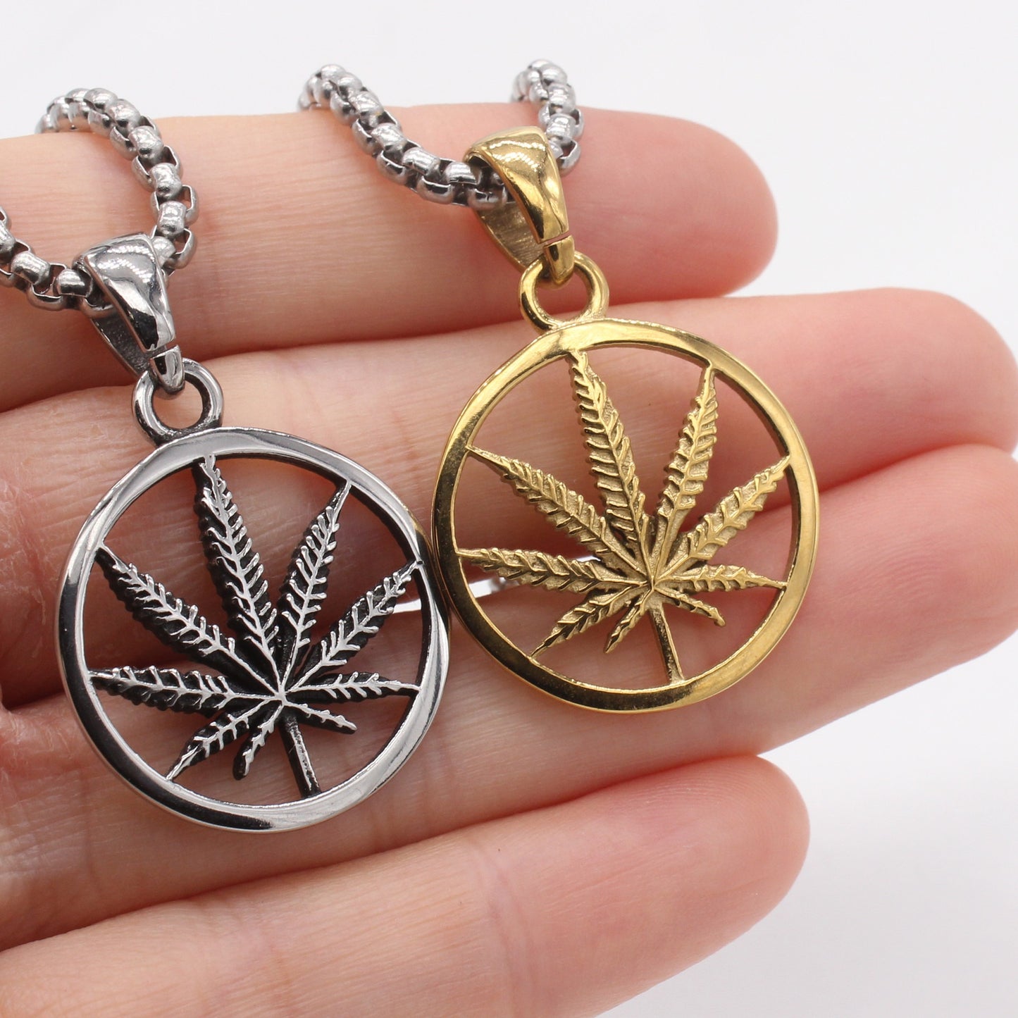 Kemstone Titanium Steel Maple Leaf Pendant Necklace for Men P1542