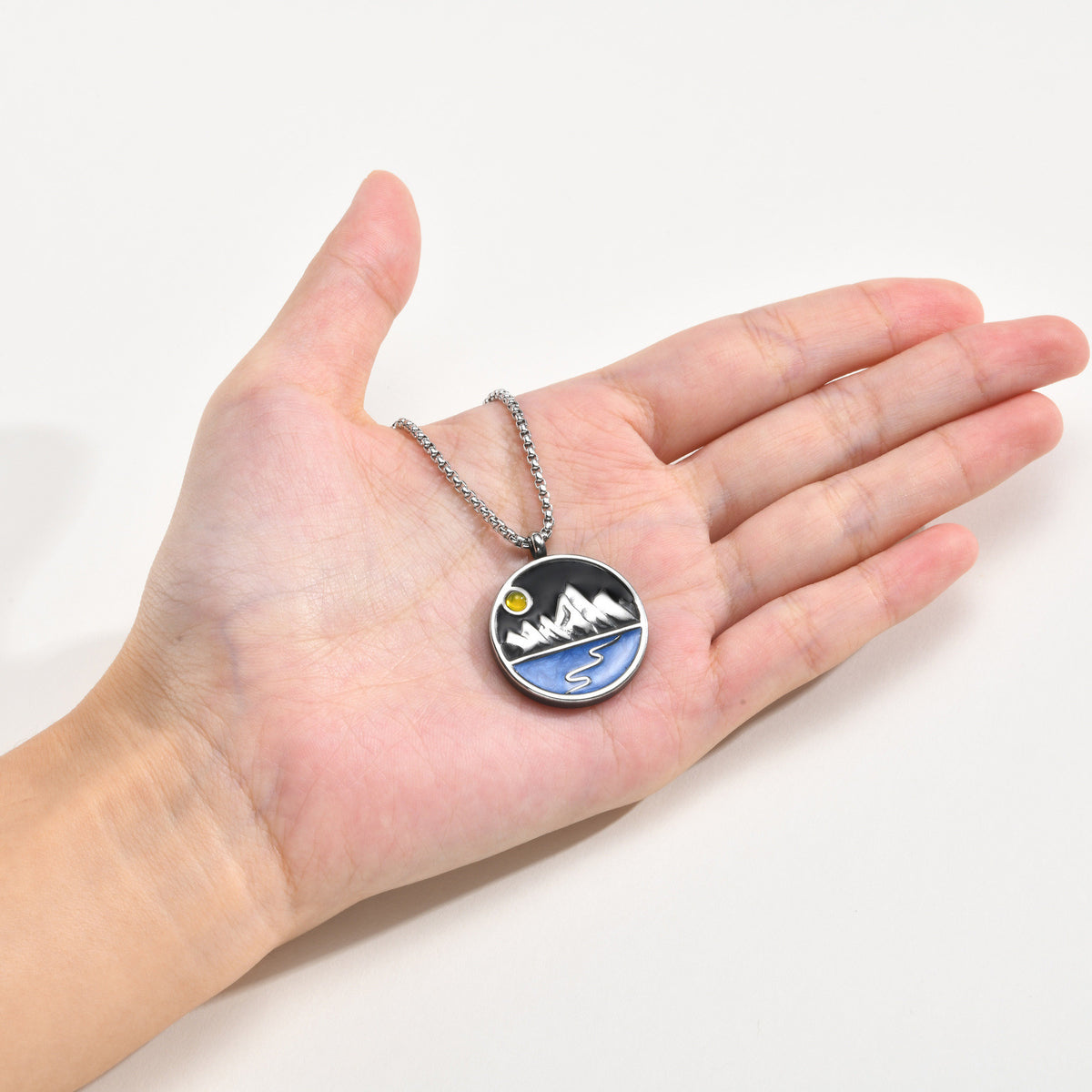 Kemstone Mountain Landscape Pendant Necklace for Men Stainless Steel NC-3302