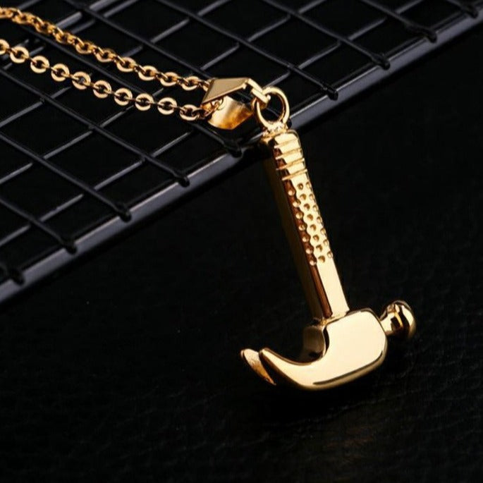 Kemstone Hammer Pendant Necklace for Men Titanium Steel Vintage TN0093