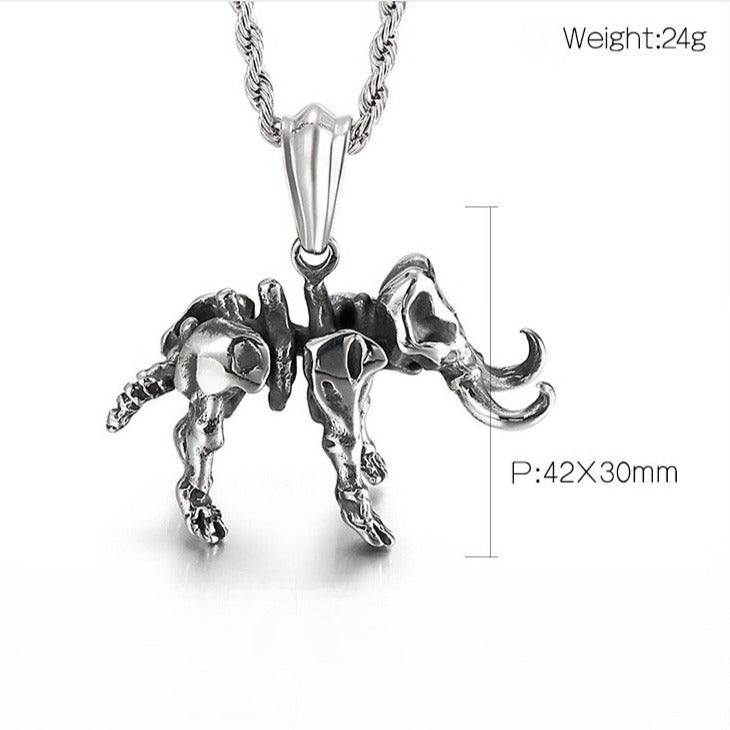 Kemstone Titanium Steel Elephant Skeleton Necklace for Men KP53924-BD