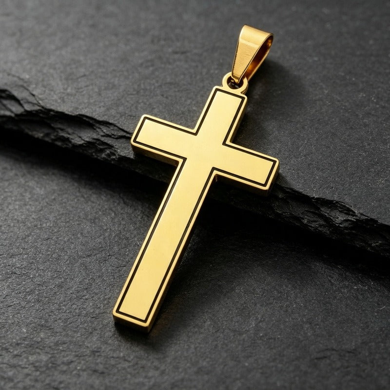 Kemstone Stainless Steel Black Outline Cross Pendant for Men KP119299-KL