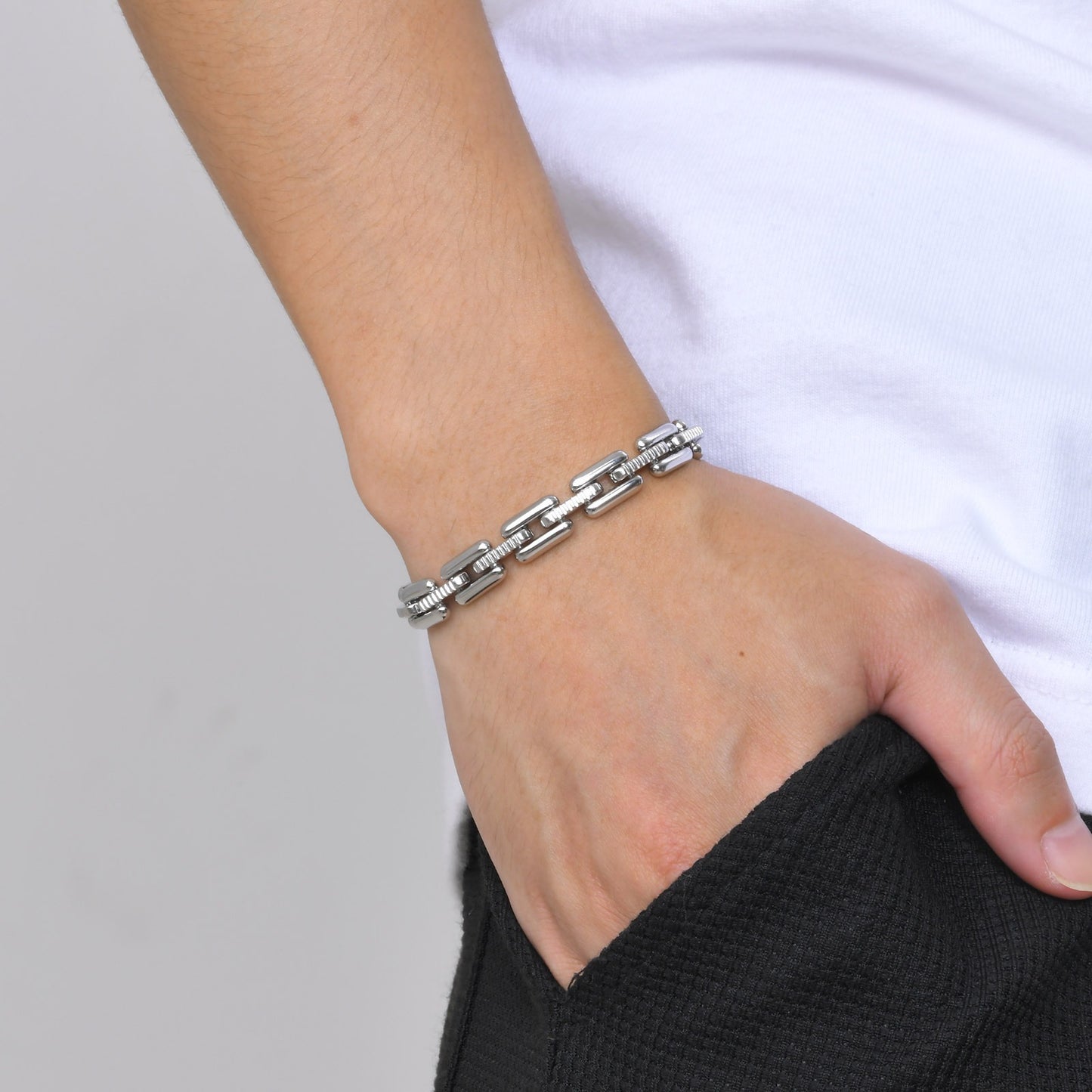 Kemstone Stainless Steel Link Chain Bracelet for Men BR-1979