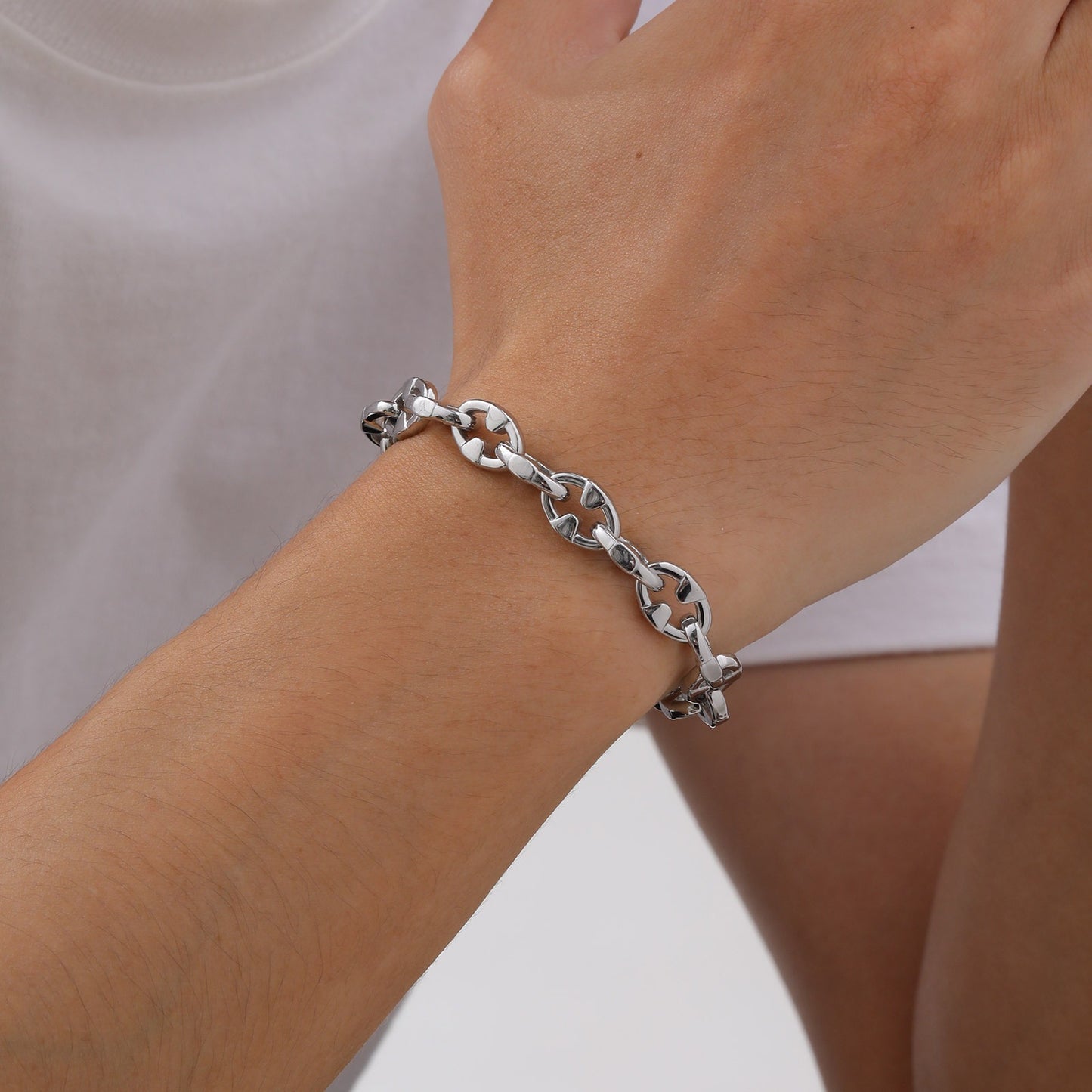 Kemstone Stainless Steel Men’s Bracelet – Chunky Handmade Chain BR-2153