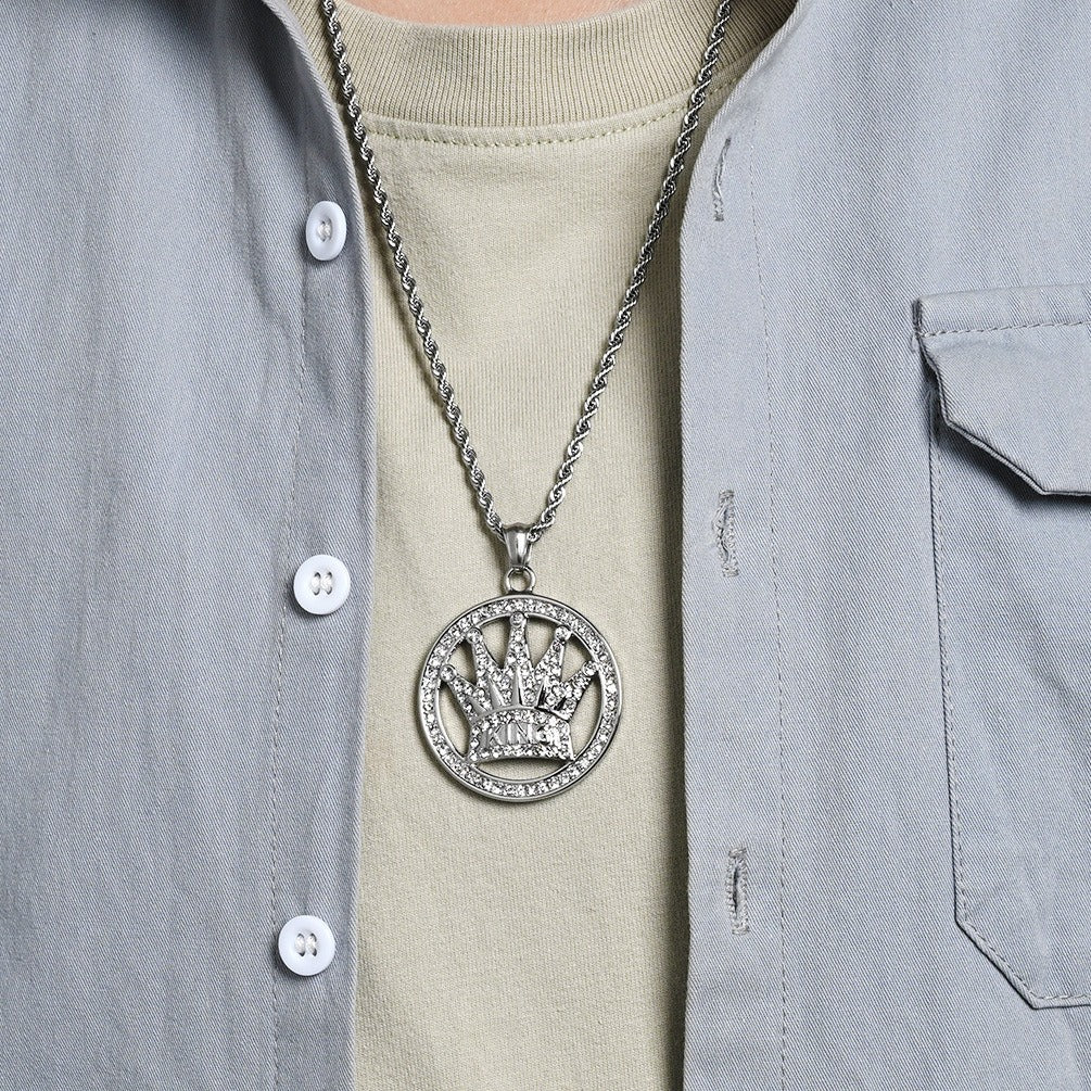 Kemstone Stainless Steel Crown Pendant Necklace for Men K-PT686