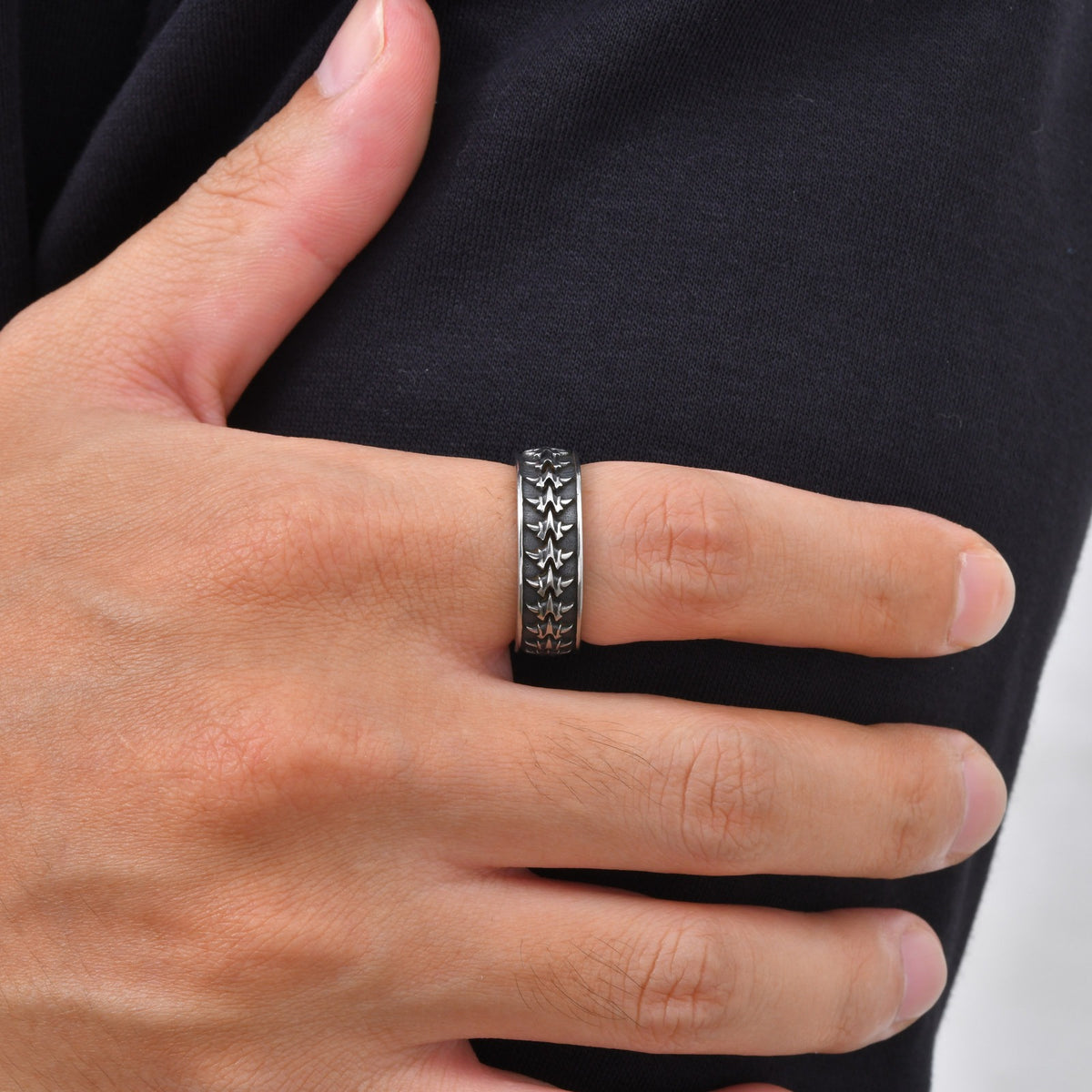 Kemstone Dragon Spine Ring for Men Stainless Steel Gothic RC-1157