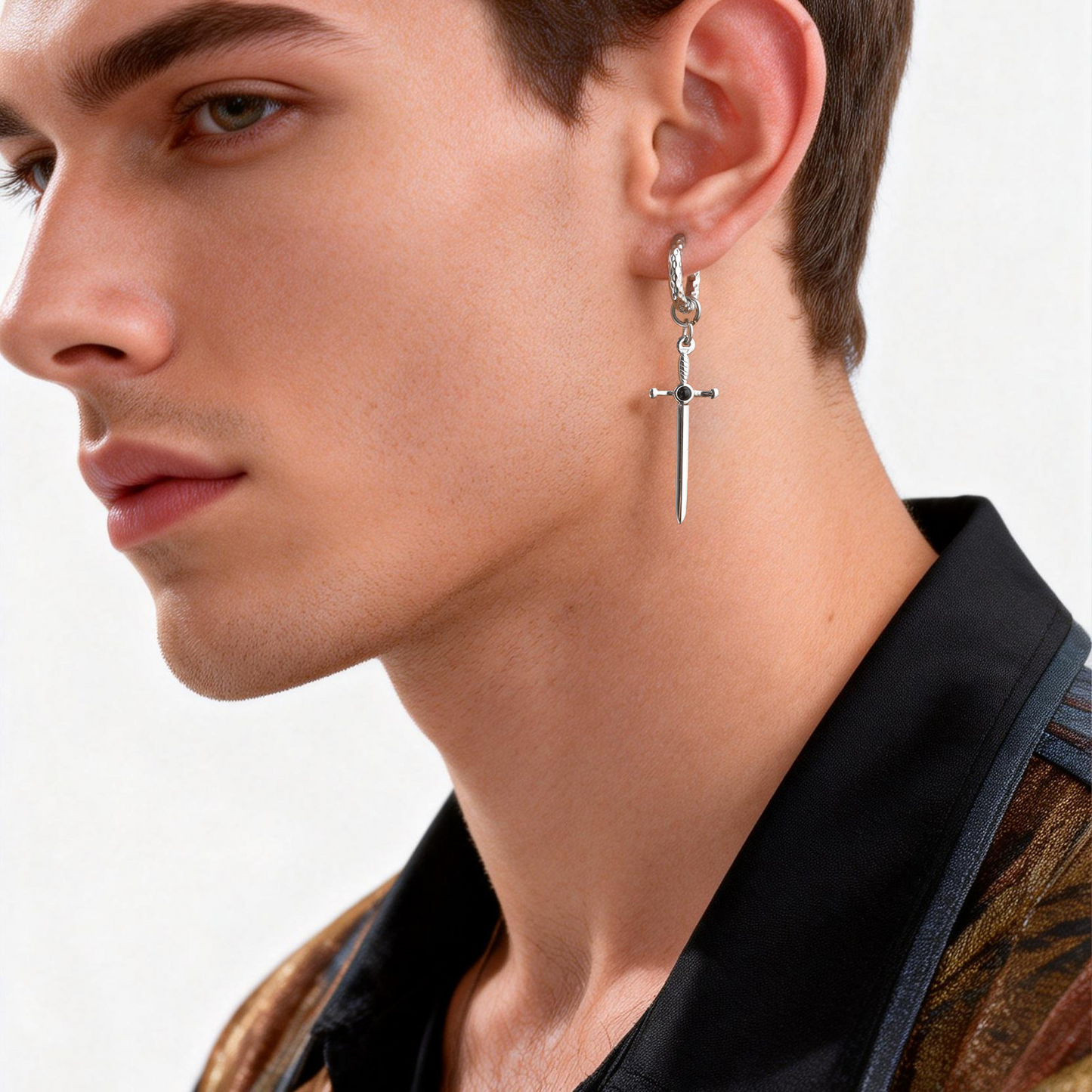 Kemstone Stainless Steel Sword and Cross Pendant Necklace for Men ED-1009