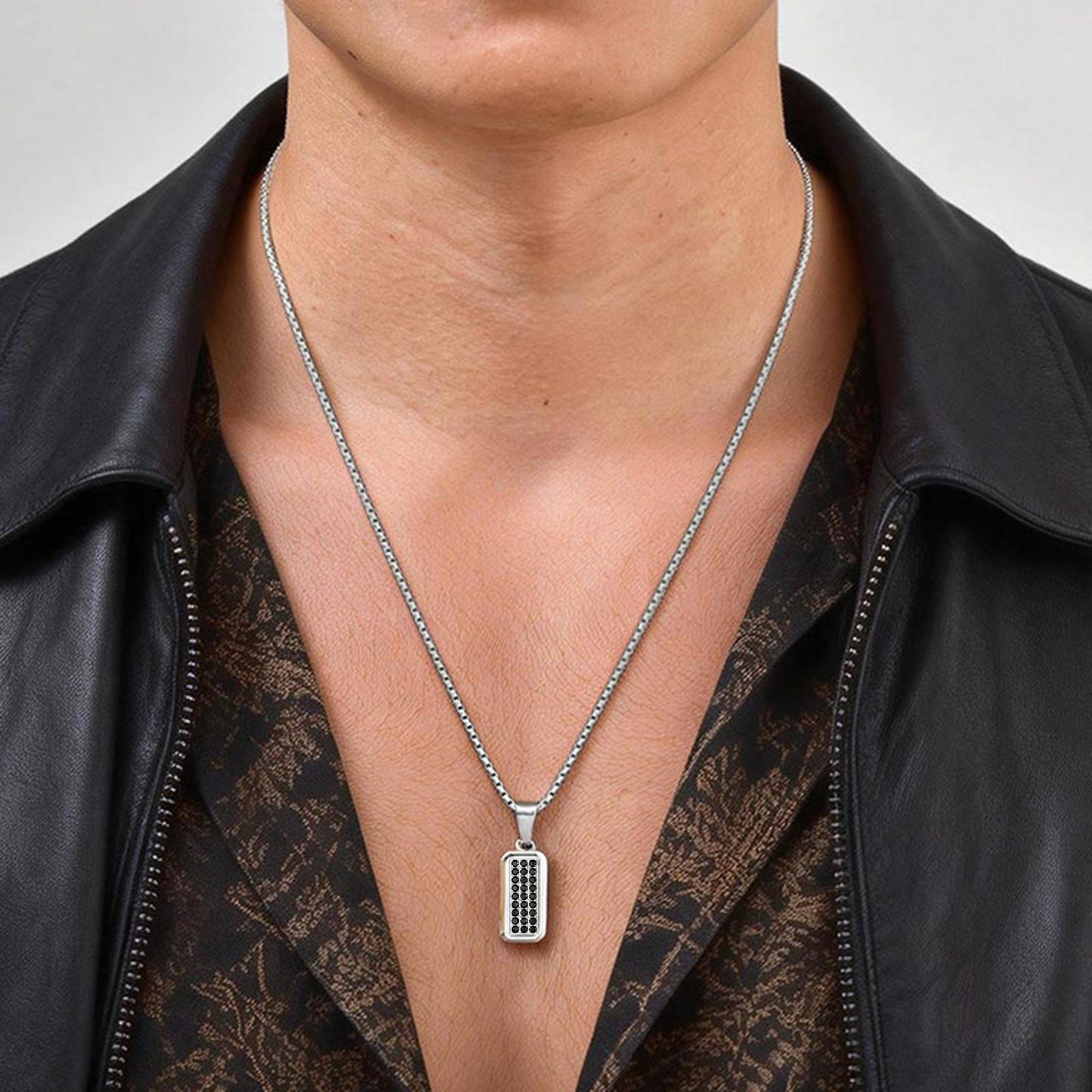 Kemstone Stainless Steel Zircon Inlay Pendant Necklace for Men N-2281