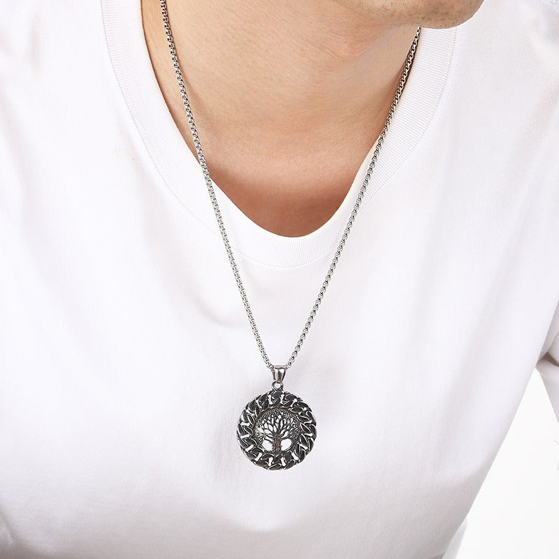 Kemstone Titanium Steel Viking Tree of Life Pendant Necklace for Men KP117703-LU
