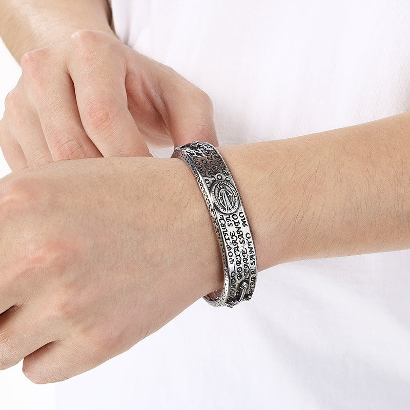 Kemstone Titanium Steel Angel Cross Cuff Bracelet for Men KB209283-LU