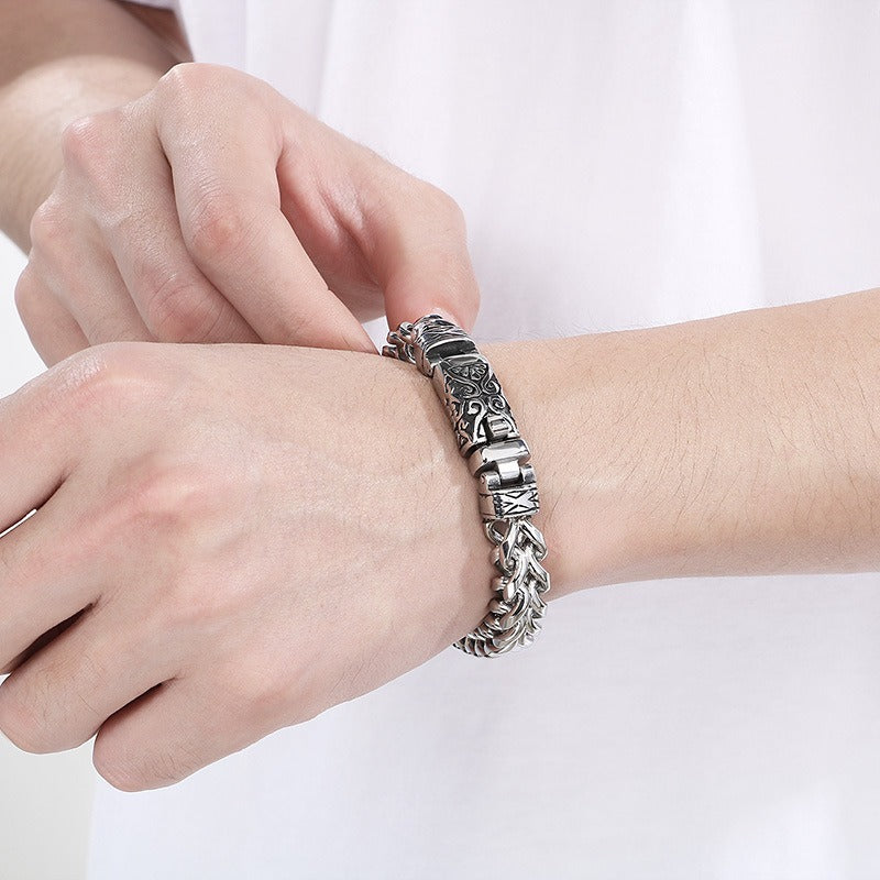 Kemstone Titanium Steel Dragon Bone Chain Bracelet for Men KB180725-KJX