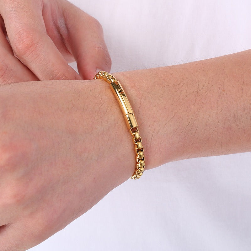 Kemstone Titanium Steel Square Bead Chain Bracelet for Men KB145394-KFC