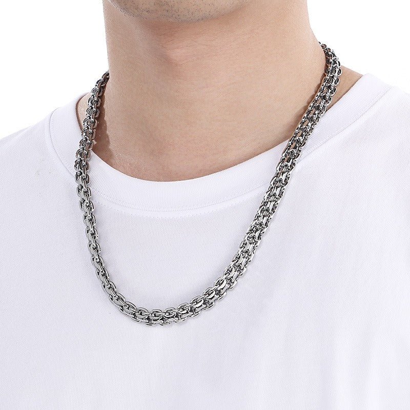 Kemstone Titanium Steel Flat Link Chain Bracelet & Necklace for Men KB188230-KJX