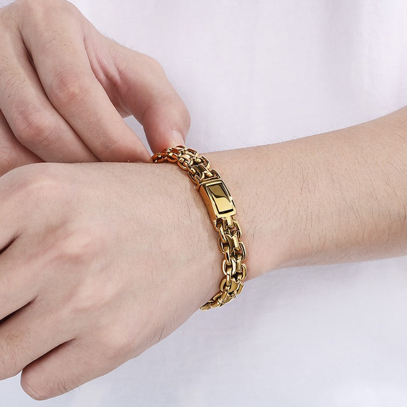 Kemstone Titanium Steel Flat Link Chain Bracelet & Necklace for Men KB188230-KJX