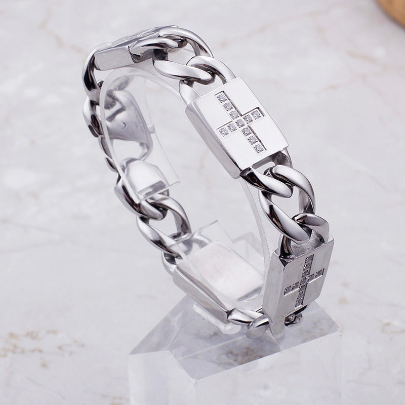 Kemstone Cross Link Bracelet for Men Titanium Steel Chunky Chain KB102750-BD