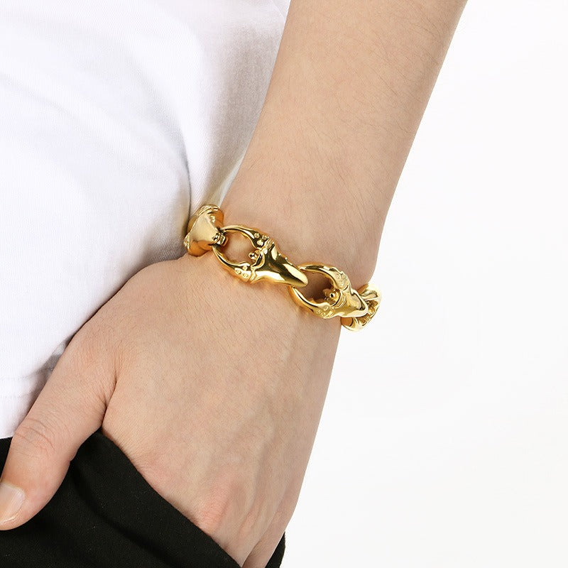 Kemstone Titanium Steel Crab Claw Bracelet for Men – Heavy Chain Punk Style KB205186-KJX