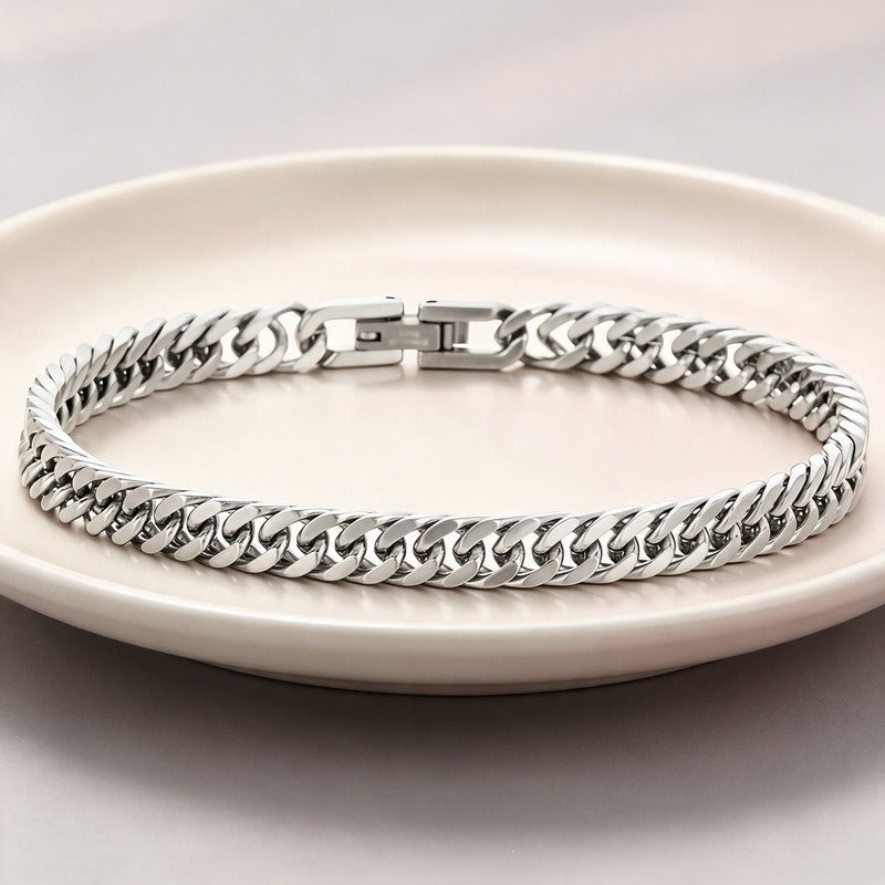 Kemstone Titanium Steel Double Curb Chain Bracelet for Men KB186683-Z